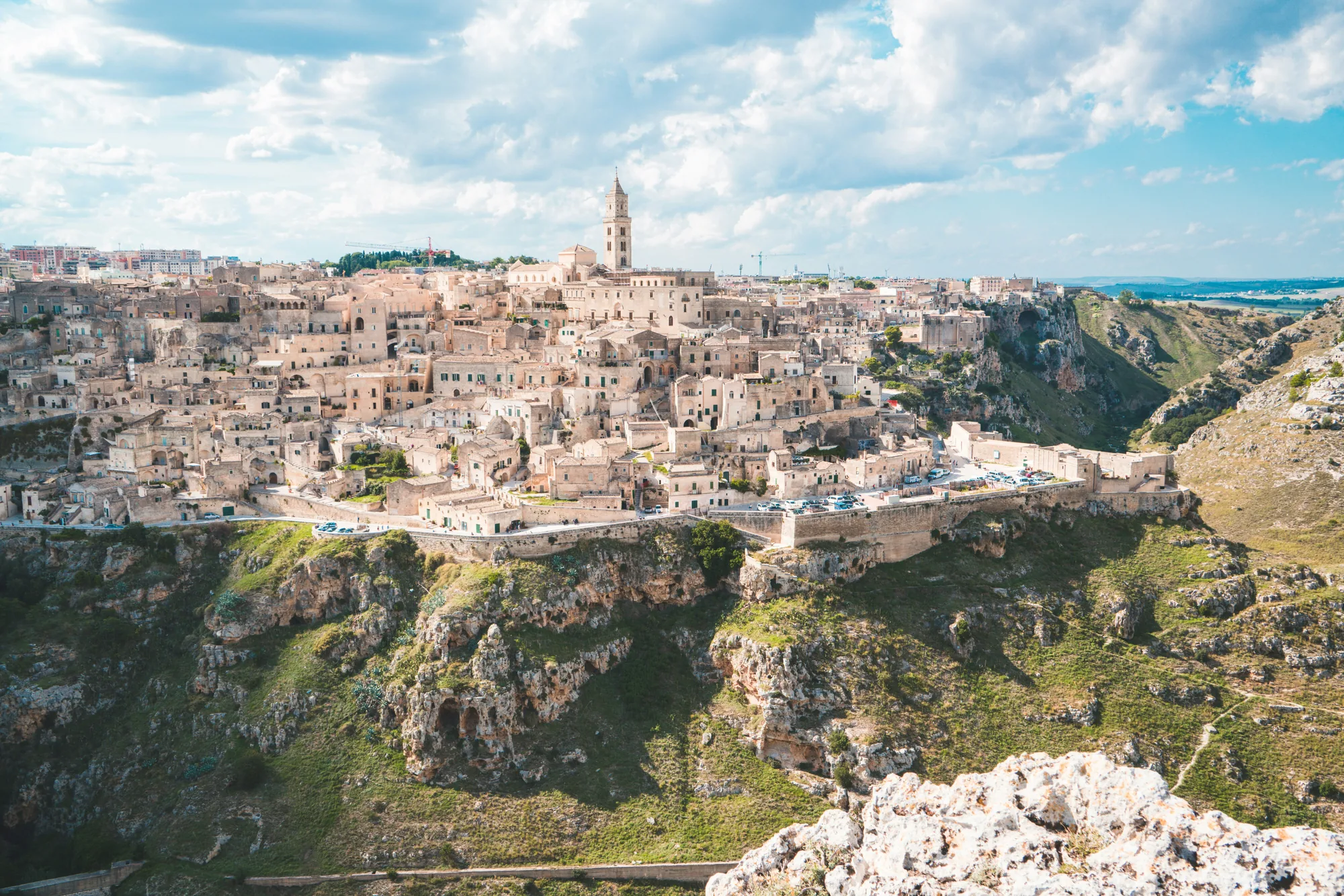 The Sassi di Matera carved into the Gravina ravine, Basilicata, southern Italy